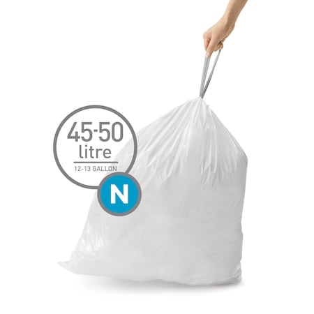 Simplehuman 40 - 50 L Trash bag liners, 1.18 mm, White CW0275